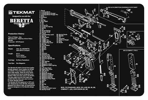 TEKMAT PISTOL MAT BERETTA 92 BLK - for sale
