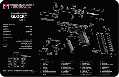 TEKMAT PISTOL MAT FOR GLK GEN 4 BLK - for sale