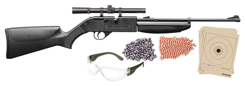 CROSMAN 760 PUMPMASTER RIFLE BB/177 W/4X SCOPE GLASSES AMMO - for sale