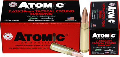 ATOMIC 7.62X39 220GR SUBSONIC BTHP 50RD 10BX/CS - for sale