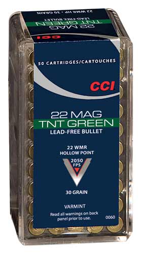 CCI GREEN LEAD FREE 22WMR 2050FPS TNT 50RD 40BX/CS - for sale