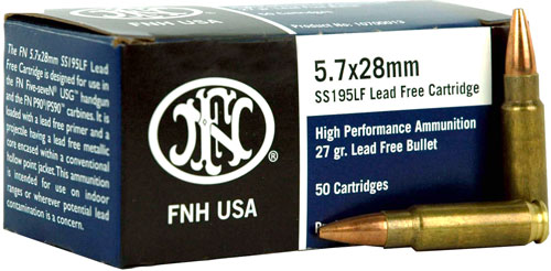 FN 5.7X28MM LEAD FREE SS195LF 27GR JHP 50RD 40BX/CS - for sale