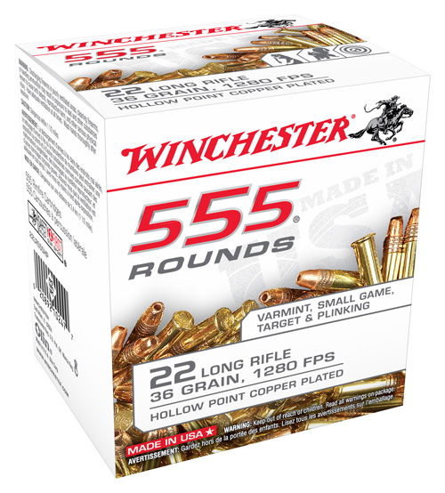 WINCHESTER 22LR 36GR PLATED HP 1280FPS 555RD 10BX/CS - for sale