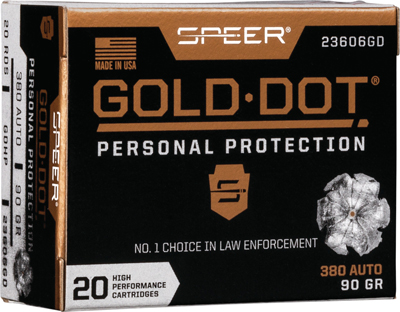 SPEER GOLD DOT 380 ACP 90GR GDHP 20RD 10BX/CS - for sale