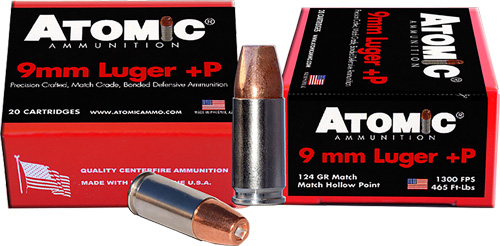 ATOMIC 9MM LUGER +P 124GR JHP 20RD 10BX/CS - for sale