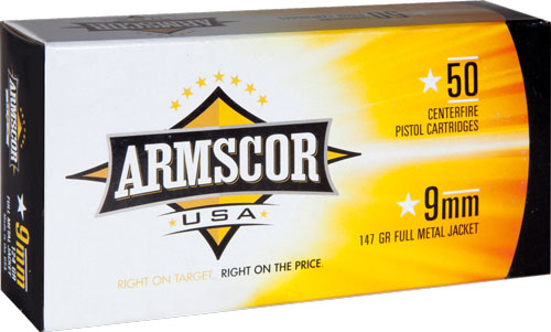 ARMSCOR 9MM LUGER 147GR FMJ 50RD 20BX/CS SUBSONIC - for sale