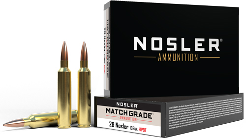 NOSLER MATCH GRADE 28 NOSLER 168GR CUSTOM HPBT 20RD 10BX/C! - for sale