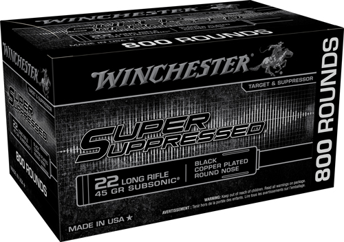 WINCHESTER SUPER SUPPRESSED 22LR 45GR LEAD-RN 800RD 2BX/CS - for sale