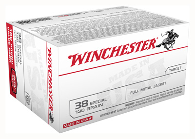 WINCHESTER USA 38 SPCL 130GR FMJ 100RD 5BX/CS! - for sale