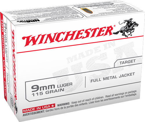 WINCHESTER USA 9MM LUGER 115GR FMJ 100RD 10BX/CS VALUE PACK - for sale