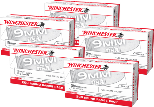 WINCHESTER USA 9MM 1000RD FMJ 115GR PACKED IN TRAYS - for sale