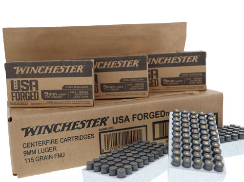WINCHESTER USA 9MM LUGER STEEL 115GR FMJ-RN 500RD  CASE LOT - for sale