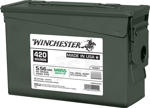 WINCHESTER USA 5.56X45 62GR 420RD AMMO CAN GREEN TIP - for sale
