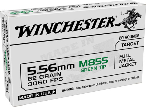 WIN 556 M855 62GR FMJ GRNTIP 20/1000 - for sale