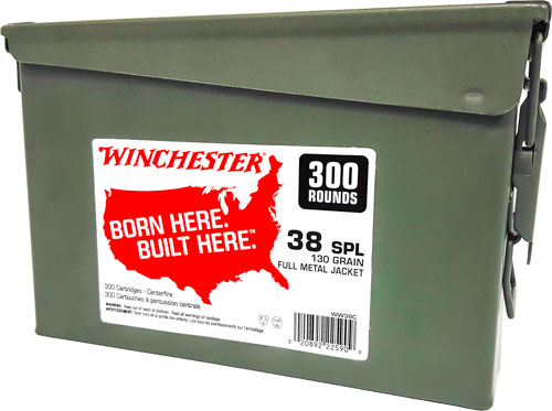 WINCHESTER 38 SPL (CASE OF 2) 130GR FMJ-RN AMMO CAN 2/300RD - for sale