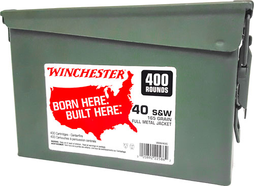 WINCHESTER 40 SW (CASE OF 2) 165GR FMJ-TC AMMO CAN 2/400RD - for sale