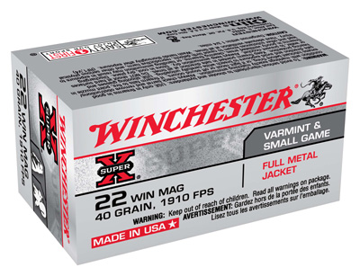 WINCHESTER SUPER-X 22WMR 40GR FMJ 1910FPS 50RD 40BX/CS - for sale