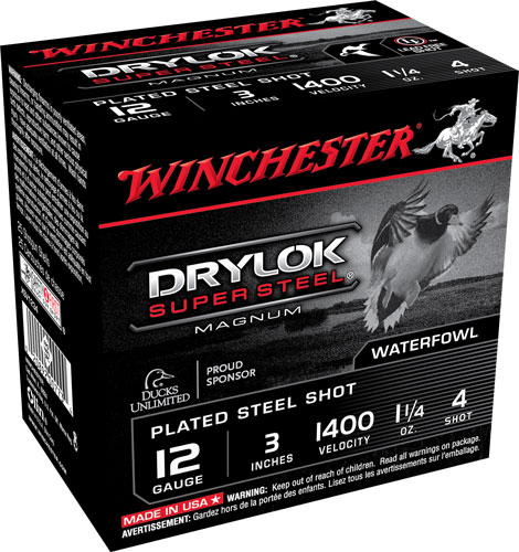 WINCHESTER DRYLOK SUPER STEEL 12GA 1 1/4OZ #4 25RD 10BX/CS - for sale
