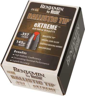 BENJAMIN .357 CALIBER PELLETS 145 GRAIN NOSLER BT 25 PACK - for sale