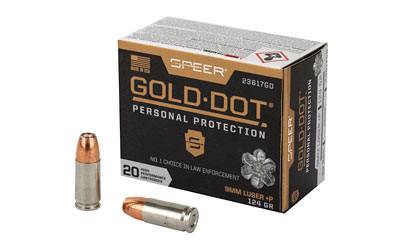 SPEER GOLD DOT 9MM LUGER +P 124GR GDHP 20RD 10BX/CS - for sale