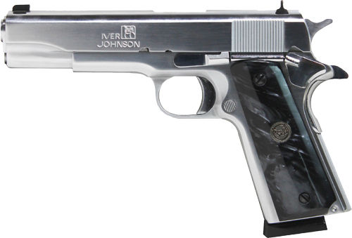 IVER JOHNSON 1911A1 .45ACP 5" FS 8RD CHROME BLK PEARL GRIPS - for sale