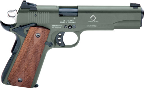 GERMAN SPORT 1911 .22LR 5" OD GREEN/FAUX WOOD 10RD - for sale