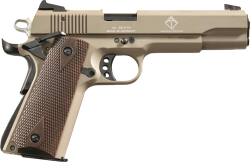 GERMAN SPORT 1911 .22LR 5" TAN/FAUX WOOD GRIPS 10RD - for sale