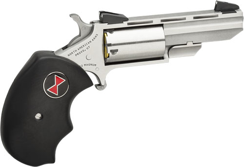 NAA "BLACK WIDOW" MINI-REVOLVR 22WMR 2" FS S/S BLACK RUBBER - for sale