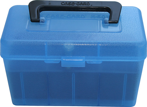 MTM DELUXE AMMO BOX 50-ROUNDS RIFLE 7MM RM TO 300 WM CLR BLU - for sale