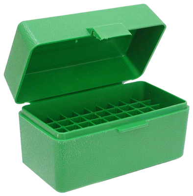 MTM AMMO BOX SMALL RIFLE 50-ROUNDS FLIP TOP STYLE GREEN - for sale