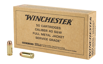 WINCHESTER SERVICE GRADE 40 SW 165GR FMJ-RN 50RD 10BX/CS - for sale