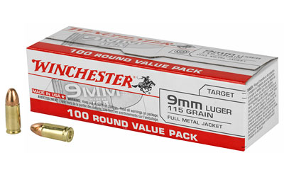 WINCHESTER USA 9MM LUGER 115GR FMJ 100RD 10BX/CS VALUE PACK - for sale
